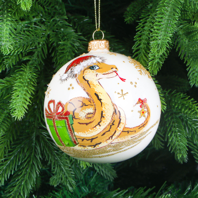 Изображение товара Шар ёлочный Snow and Stars змейка Дед Мороз 10 см