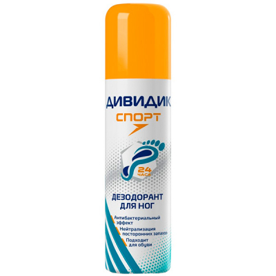 Изображение товара Дезодорант для обуви и ног Дивидик СПОРТ 150 мл с антимикробным эффектом