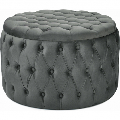 Изображение товара Пуф с крышкой Glasar 49-280B, мягкий велюровый, вместительный для хранения