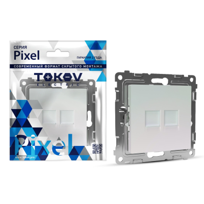Изображение товара Розетка Tokov Electric Pixel компьютерная 2-м перламутровая