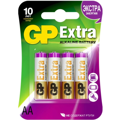 Изображение товара Батарейки GP Extra Alkaline 15A AA - 4 шт в блистере