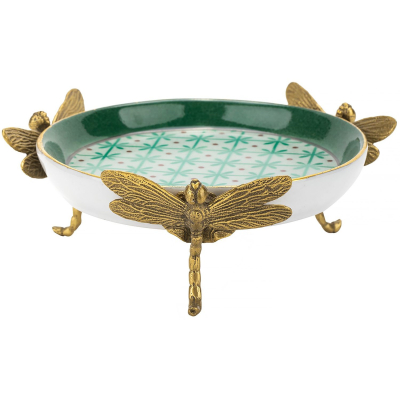 Изображение товара Блюдо Glasar на стрекозах зеленое 13х13 см