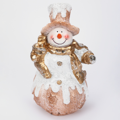 Изображение товара Декоративная новогодняя фигура Полиформ Снеговик с носком подарков 22х36 см