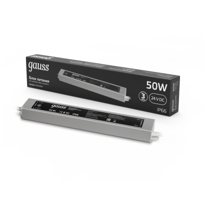 Изображение товара Блок питания Gauss 50W 24V IP66-отличное решение для уличных систем