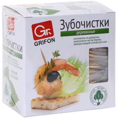 Изображение товара Зубочистки Grifon деревянные 500 шт Изображение товара Зубочистки Grifon деревянные 500 шт