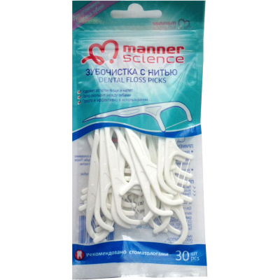 Изображение товара Зубочистки Manner Science Dental Floss Picks 30 шт для ухода за зубами Изображение товара Зубочистки Manner Science Dental Floss Picks 30 шт для ухода за зубами