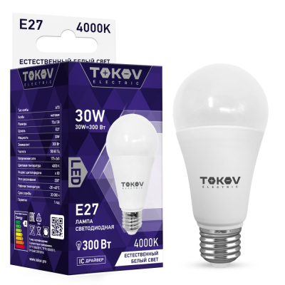 Изображение товара Светодиодная лампа Tokov Electric 30 Вт E27 4000K шарик