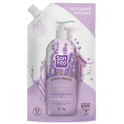 Изображение товара Жидкое мыло Sanita Sensitive Лавандовые поля 1000 мл - мягкое бережное очищение для рук
