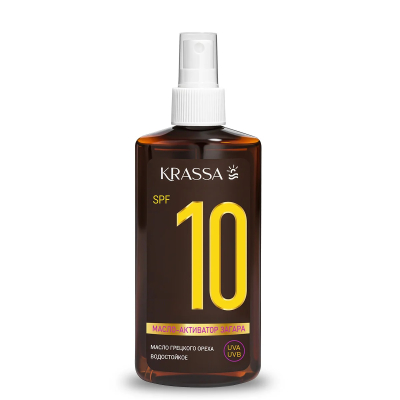 Изображение товара Масло-Активатор загара Krassa SPF 10, 150 мл с маслом Грецкого Ореха