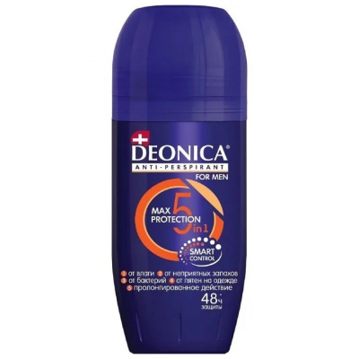 Изображение товара Антиперспирант Deonica For Men 5Protection ролл-он 50 мл для защиты от пота и запаха