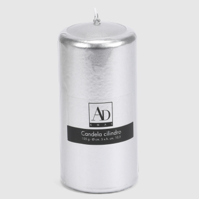 Изображение товара Свеча цилиндр-1 Ad trend deco 5x11 см серебристая paraфиновой горящей свечой