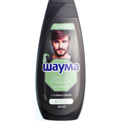 Изображение товара Шампунь Шаума MEN глубокое очищение 3в1 для волос тела и лица 360 мл