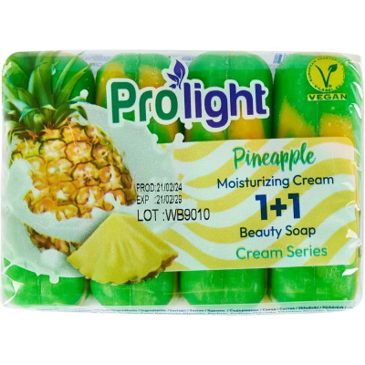 Изображение товара Мыло туалетное с увлажняющим кремом PROLIGHT 1+1 Сливочно-ананасовое, 4Х80 гр.