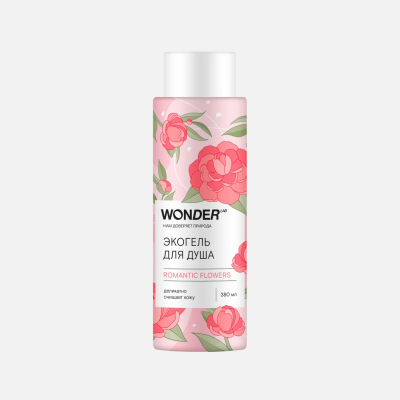Изображение товара Экогель для душа Wonder Lab Romantic flowers 0,38 л, цветочный аромат Изображение товара Экогель для душа Wonder Lab Romantic flowers 0,38 л, цветочный аромат