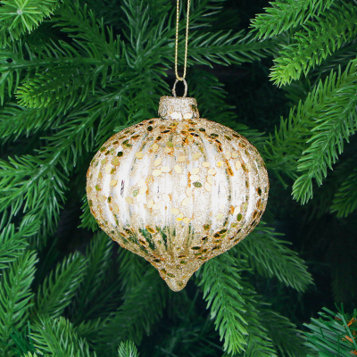 Изображение товара Игрушка ёлочная Yancheng Shiny шар стеклянный золотистый 8 см
