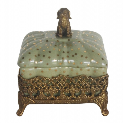 Изображение товара Шкатулка с собачкой Glasar 12x11x12 см для украшений и мелочей