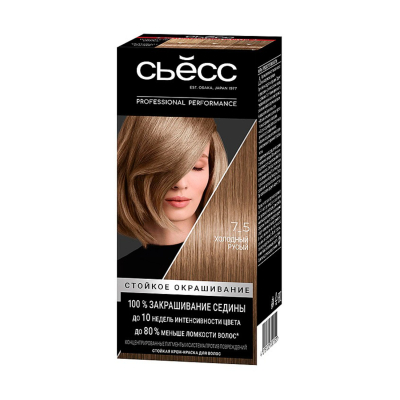 Изображение товара Краска для волос Сьёсс Color 7-5 Холодный русый 115 мл профессиональная окраска Изображение товара Краска для волос Сьёсс Color 7-5 Холодный русый 115 мл профессиональная окраска
