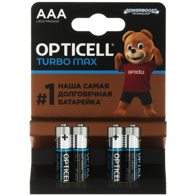 Изображение товара Батарейки Opticell Turbo Max AAA 4 шт щелочные аккумуляторы для устройств