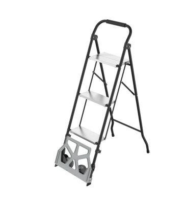 Изображение товара Стремянка стальная Zalger 2в1 с колесами и платформой надежный инструмент