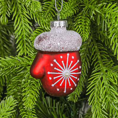 Изображение товара Украшение Yancheng Shiny стеклянное варежка елочные игрушки 5x3,3x7 см