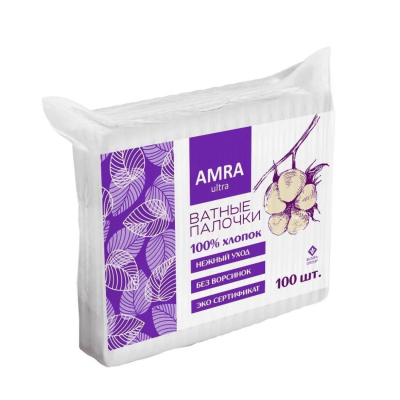 Изображение товара Палочки ватные Amra пакет 100 шт