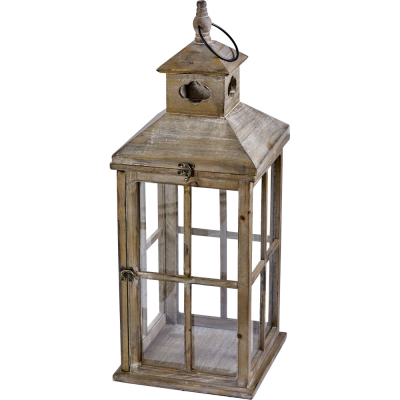 Изображение товара Подсвечник фонарь Glasar 25х25х65 см из натурального дерева и стекла