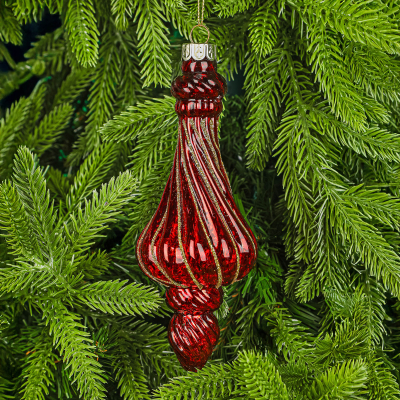 Изображение товара Украшение подвесное Yancheng Shiny стеклянное капля красная 6,7х6,7х16 см