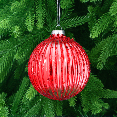 Изображение товара Ёлочная игрушка Yancheng Shiny стеклянная шар красный 10 см