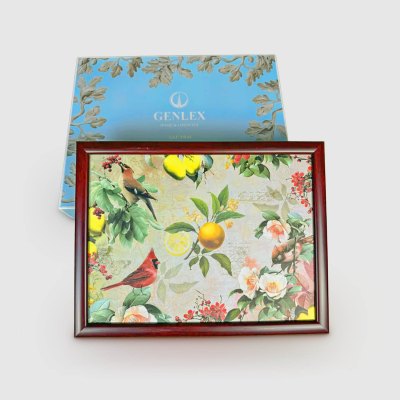 Изображение товара Поднос на подушке GenLex Птички и лимоны для сервировки и интерьера