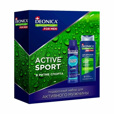 Изображение товара Подарочный набор Deonica for men Active Sport гель для душа и антиперспирант 250 мл+150 мл