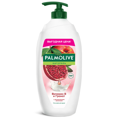 Изображение товара Гель - крем для душа женский Palmolive Натурэль Витамин B и Гранат с увлажняющим молочком, 750 мл