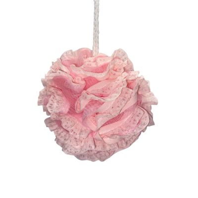 Изображение товара Мочалка-шар с кружевом Maeth для тела розовая