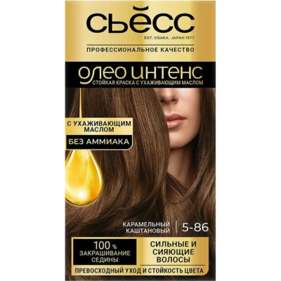Изображение товара Краска для волос Syoss Oleo Intense 5-86 Карамельный каштановый без аммиака