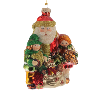 Изображение товара Новогодняя елочная игрушка Krebs int Санта и дети 12 см