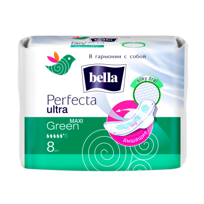 Изображение товара Прокладки Bella Perfecta Ultra Maxi Green, супертонкие, 8 шт Изображение товара Прокладки Bella Perfecta Ultra Maxi Green, супертонкие, 8 шт