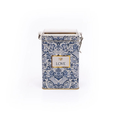 Изображение товара Емкость с крышкой Evle blue & white er0432b 1 л металлическая банка для хранения