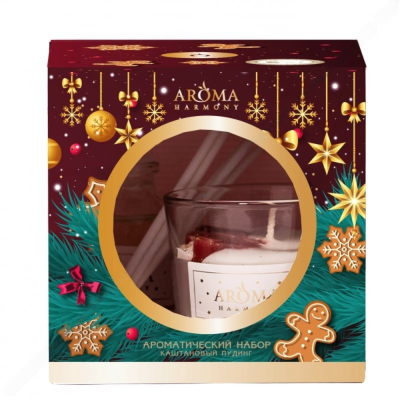 Изображение товара Набор Aroma Harmony каштановый пудинг диффузор и свеча, уютное оформление