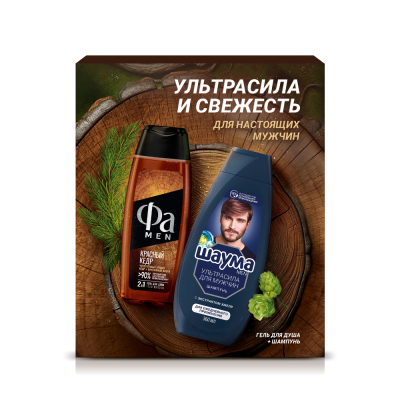 Изображение товара Набор шампунь и гель для душа Шаума Ультрасила 360 мл и Фа Красный кедр 250 мл