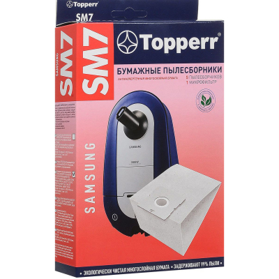 Изображение товара Пылесборник Topperr SM7 для Samsung комплект 5 шт и 1 моторный фильтр