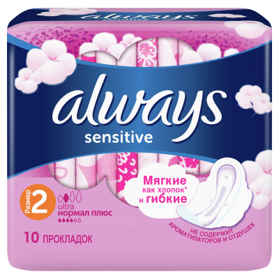 Изображение товара Always Ultra Sensitive Normal plus прокладки 4 капли, 10 шт
