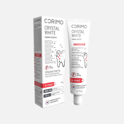 Изображение товара Зубная паста Corimo Crystal whitening профилактическая для отбеливания зубов и удаления стойкого налета 75 г