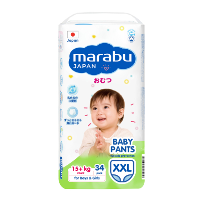 Изображение товара Трусики-подгузники Marabu XXL 15+ кг 34 шт для малышей высокая защита Изображение товара Трусики-подгузники Marabu XXL 15+ кг 34 шт для малышей высокая защита