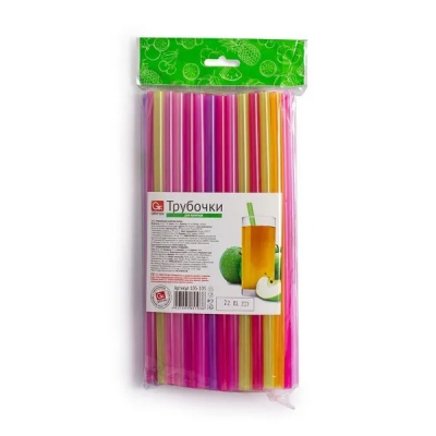 Изображение товара Цветные пластиковые трубочки для напитков Grifon 24 см 50 шт