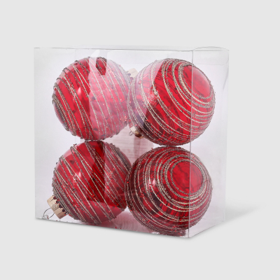 Изображение товара Набор елочных игрушек Unique Treasures A2303RG красные 4 шт