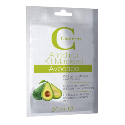 Изображение товара Глиняная маска для лица Claderm Avocado 20 мл для очищения и увлажнения кожи Изображение товара Глиняная маска для лица Claderm Avocado 20 мл для очищения и увлажнения кожи