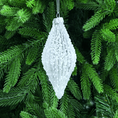 Изображение товара Игрушка ёлочная Yancheng Shiny белая с бисером 6х13 см