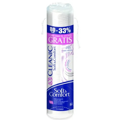 Изображение товара Диски ватные Cleanic Soft&Comfort 80 шт для снятия макияжа и умывания