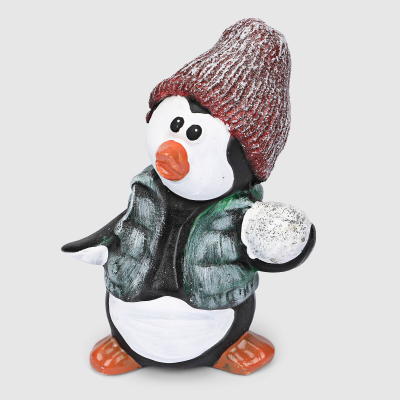 Изображение товара Декоративная новогодняя фигура Пингвин в жилетке 14 см Полиформ для украшения интерьера