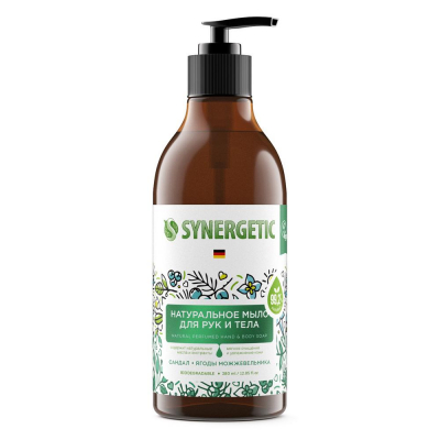Изображение товара Жидкое мыло для рук и тела Synergetic Сандал и ягоды можжевельника, 380 мл