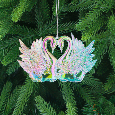 Изображение товара Игрушка ёлочная Christmas Wonderlan из акрила лебединая любовь 8 см 